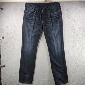 Evisu Heritage 2010 Jeans Mens 36x32 Dark Wash 12oz Indigo Button Fly Straight